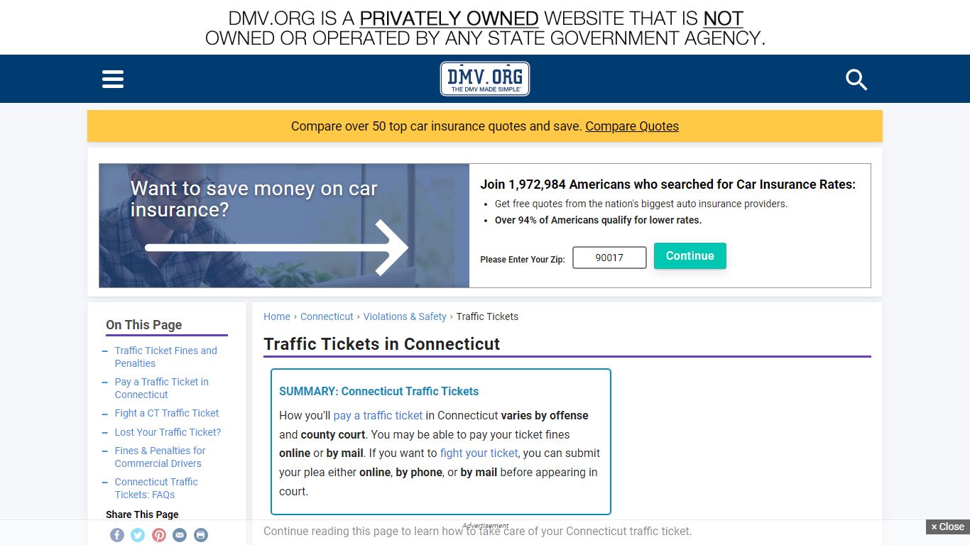 Connecticut Traffic Tickets & Violations | DMV.ORG