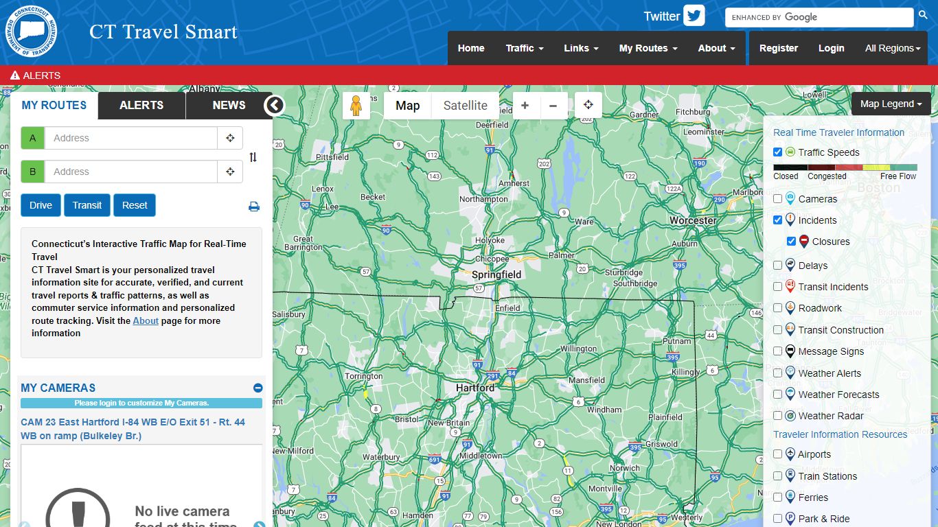 Connecticut Traffic, Live Traffic Reports & Traffic Map | CT Travel Smart